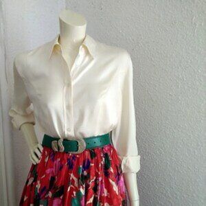 90s pure silk blouse minimalist summer shirt beige neutral blouse spring blouse